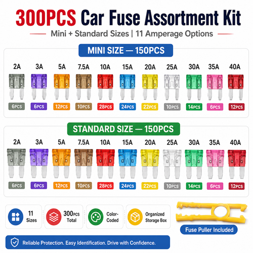 🚗Assorted Car Blade Fuse Kit with Fuse Puller