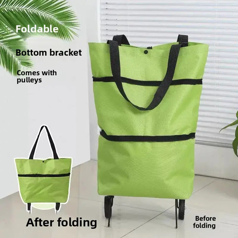 🛍️Large Capacity Foldable Rolling Grocery Shopping Tote Bag with Wheels
