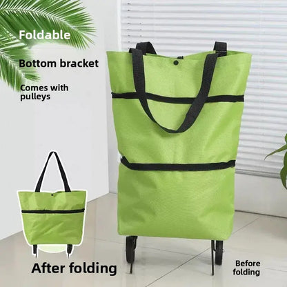 🛍️Large Capacity Foldable Rolling Grocery Shopping Tote Bag with Wheels
