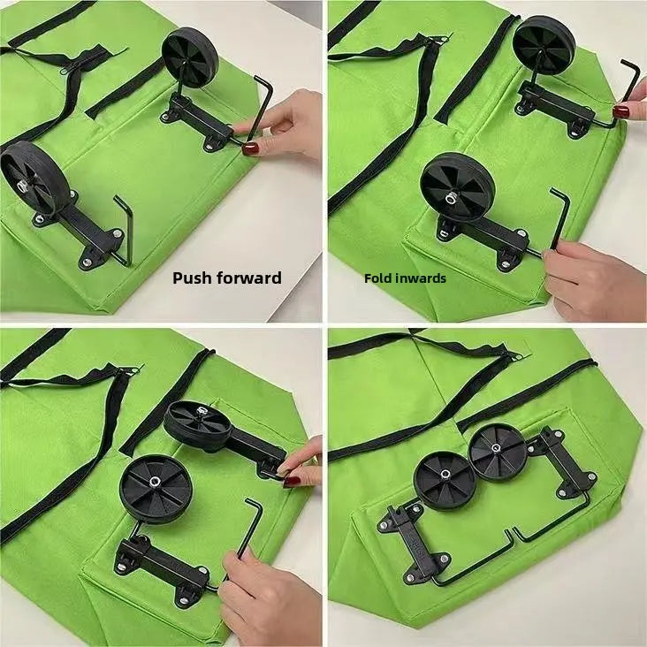 🛍️Large Capacity Foldable Rolling Grocery Shopping Tote Bag with Wheels