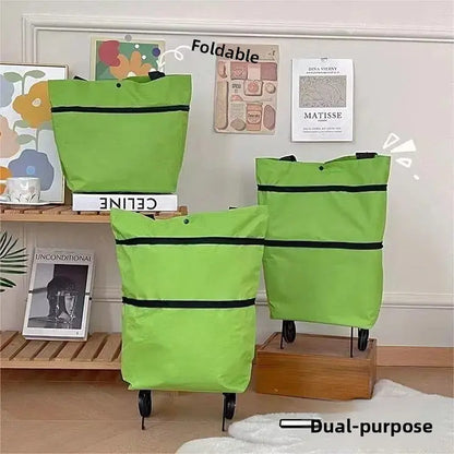 🛍️Large Capacity Foldable Rolling Grocery Shopping Tote Bag with Wheels