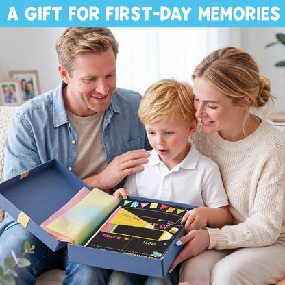📚 First & Last Day of School Reusable Chalkboard Sign – Double-Sided Photo Board with Marker & Pencil Flag