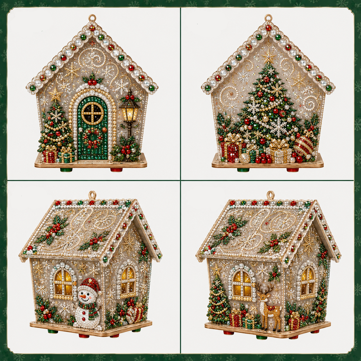 🏡 DIY Christmas Village Wooden House Diamond Art Kit – 3D Rhinestone Holiday Decor