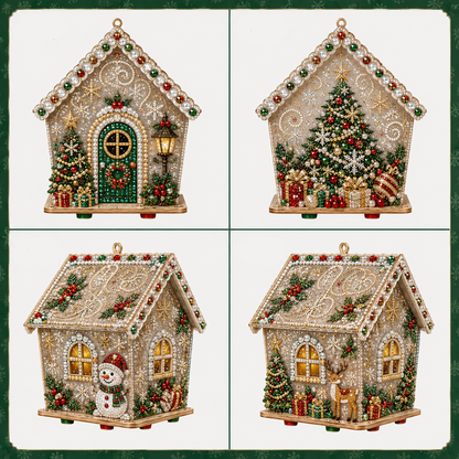 🏡 DIY Christmas Village Wooden House Diamond Art Kit – 3D Rhinestone Holiday Decor