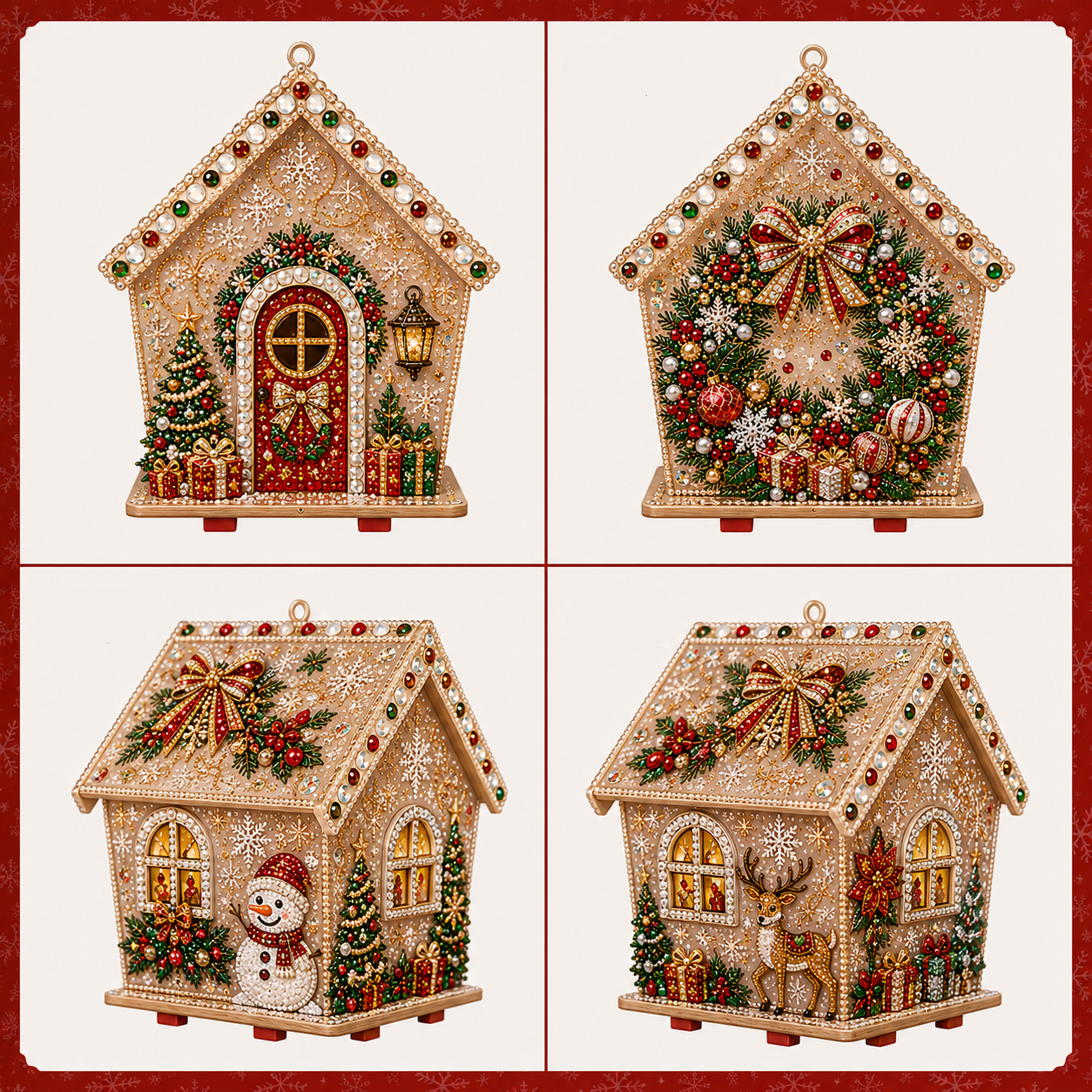 🏡 DIY Christmas Village Wooden House Diamond Art Kit – 3D Rhinestone Holiday Decor