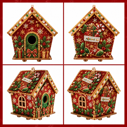 🏡 DIY Christmas Village Wooden House Diamond Art Kit – 3D Rhinestone Holiday Decor