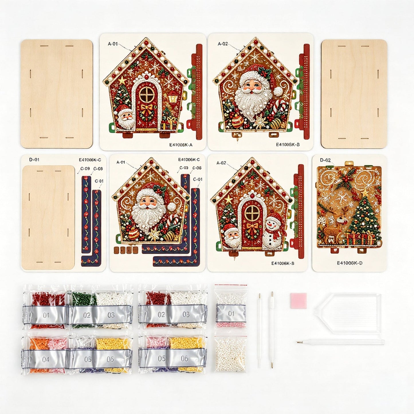 🏡 DIY Christmas Village Wooden House Diamond Art Kit – 3D Rhinestone Holiday Decor