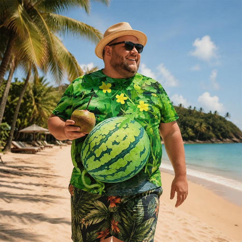 🍉Funny 3D Watermelon Belly T-Shirt – Summer Novelty Graphic Tee
