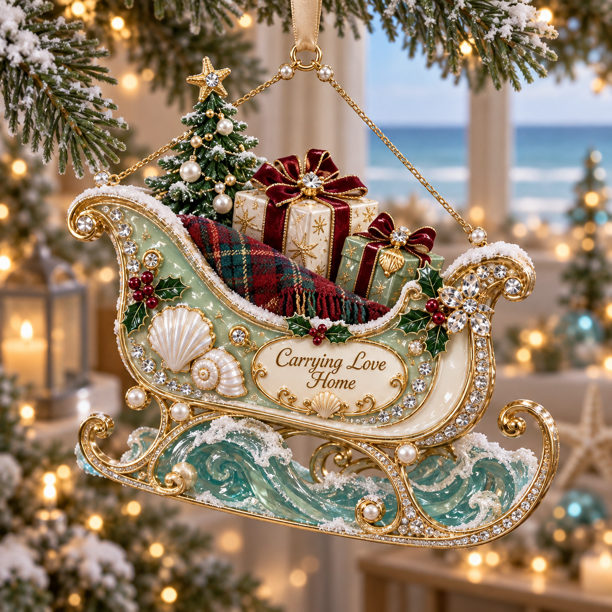 🎅 2026 Christmas Gift 50% Off — Handcrafted Coastal Sea Glass Christmas Ornaments-dhh