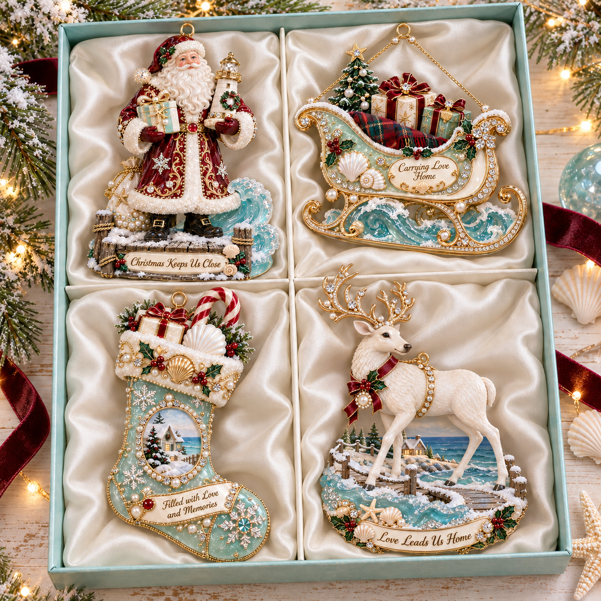 🎅 2026 Christmas Gift 50% Off — Handcrafted Coastal Sea Glass Christmas Ornaments-dhh