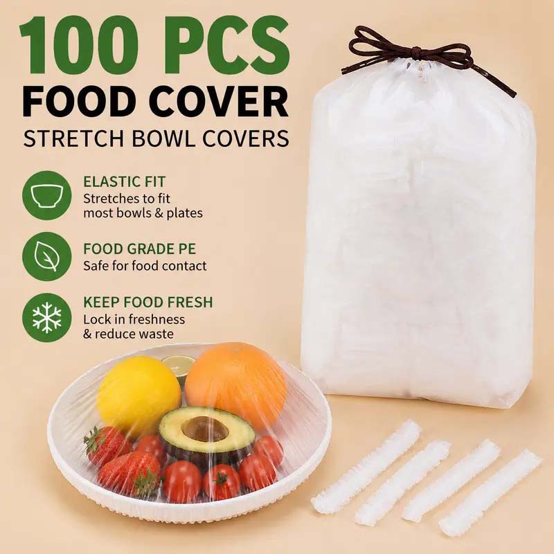🥗 🥗 100PCS Ultra Stretch Food Covers | Keep Every Meal Fresh Longer🥡