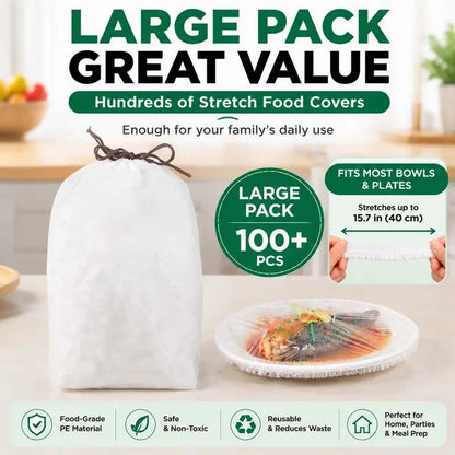 🥗 🥗 100PCS Ultra Stretch Food Covers | Keep Every Meal Fresh Longer🥡
