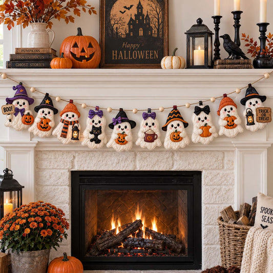Cozy Ghosts Custom Shape Quilted Garland