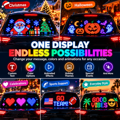 🎅Smart LED Pixel Car Display — App-Controlled Custom Text, Colors & Animations