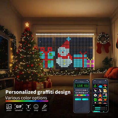 🎄 PixelGlow Curtain™ | App-Controlled RGB Christmas Lights – 2m × 2m ✨