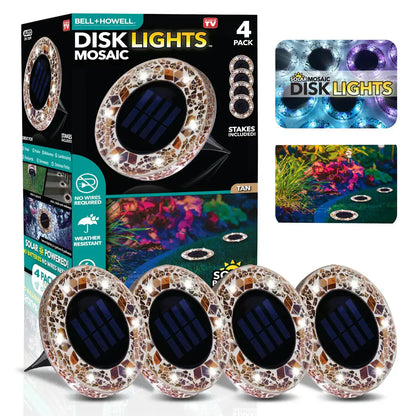 🛋️Solar Mosaic Disk Lights – Waterproof LED Pathway Lights with Auto On/Off