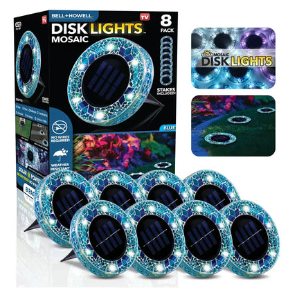 🛋️Solar Mosaic Disk Lights – Waterproof LED Pathway Lights with Auto On/Off