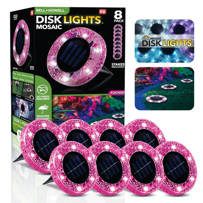 🛋️Solar Mosaic Disk Lights – Waterproof LED Pathway Lights with Auto On/Off