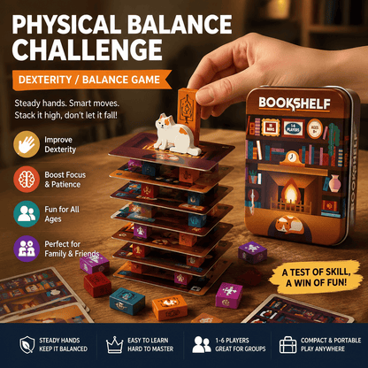 📚🎲Bookshelf Balance Stacking Game in Travel Tin