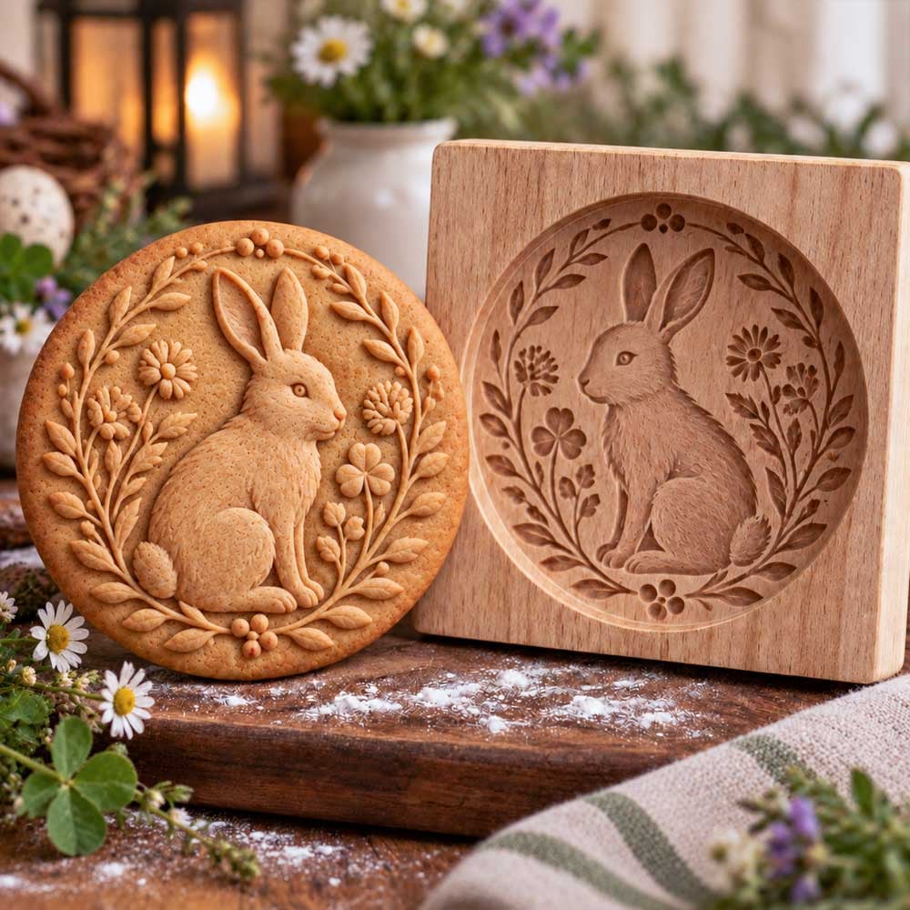 🍪🦊 Woodland Animal Cookie Molds – Embossed Wooden Baking Stamps
