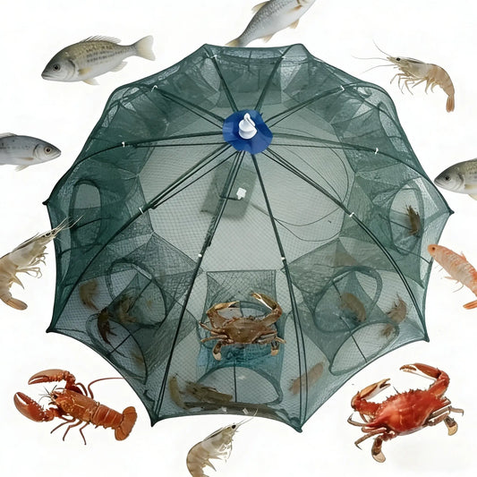 🎣 Foldable 6-Entry Fishing Bait Trap – Crab, Crawfish & Minnow Catching Net