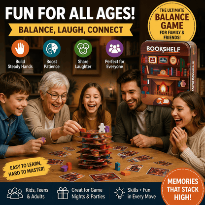 📚🎲Bookshelf Balance Stacking Game in Travel Tin