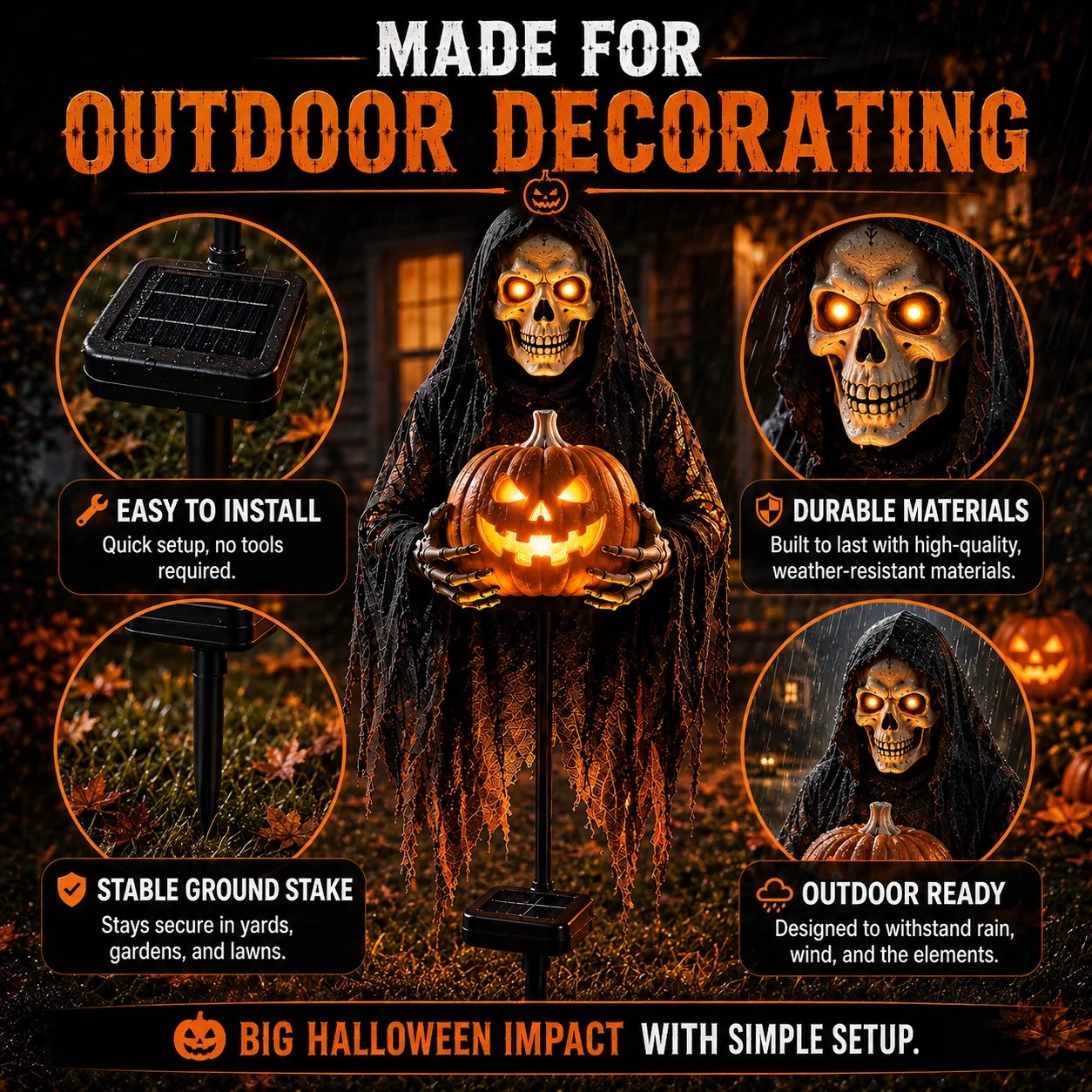 🎃💀 Soul Collector™ Pumpkin Reaper – A Glowing Halloween Yard Showstopper