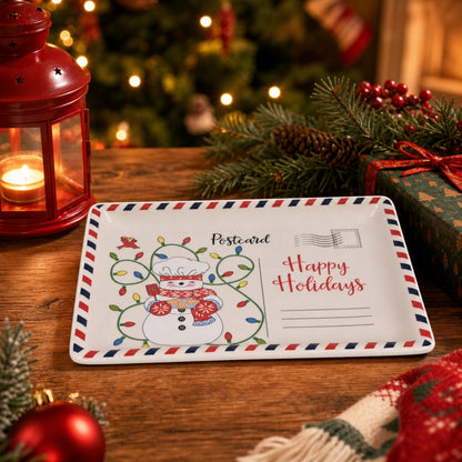 🎄🍪 Vintage Christmas Postcard Ceramic Platter