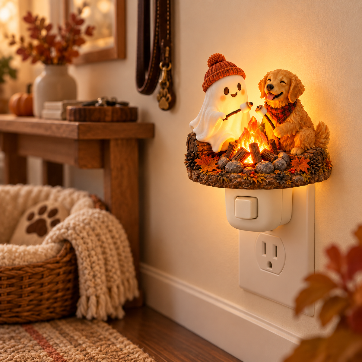 🔥 Fireside Friends™ | Flickering Campfire Plug-In Night Light