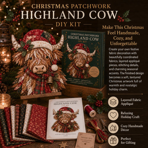 🔥🎅🎄 Christmas Patchwork Fabric DIY Decor Kit – Beautiful Handmade Décor, No Experience Needed
