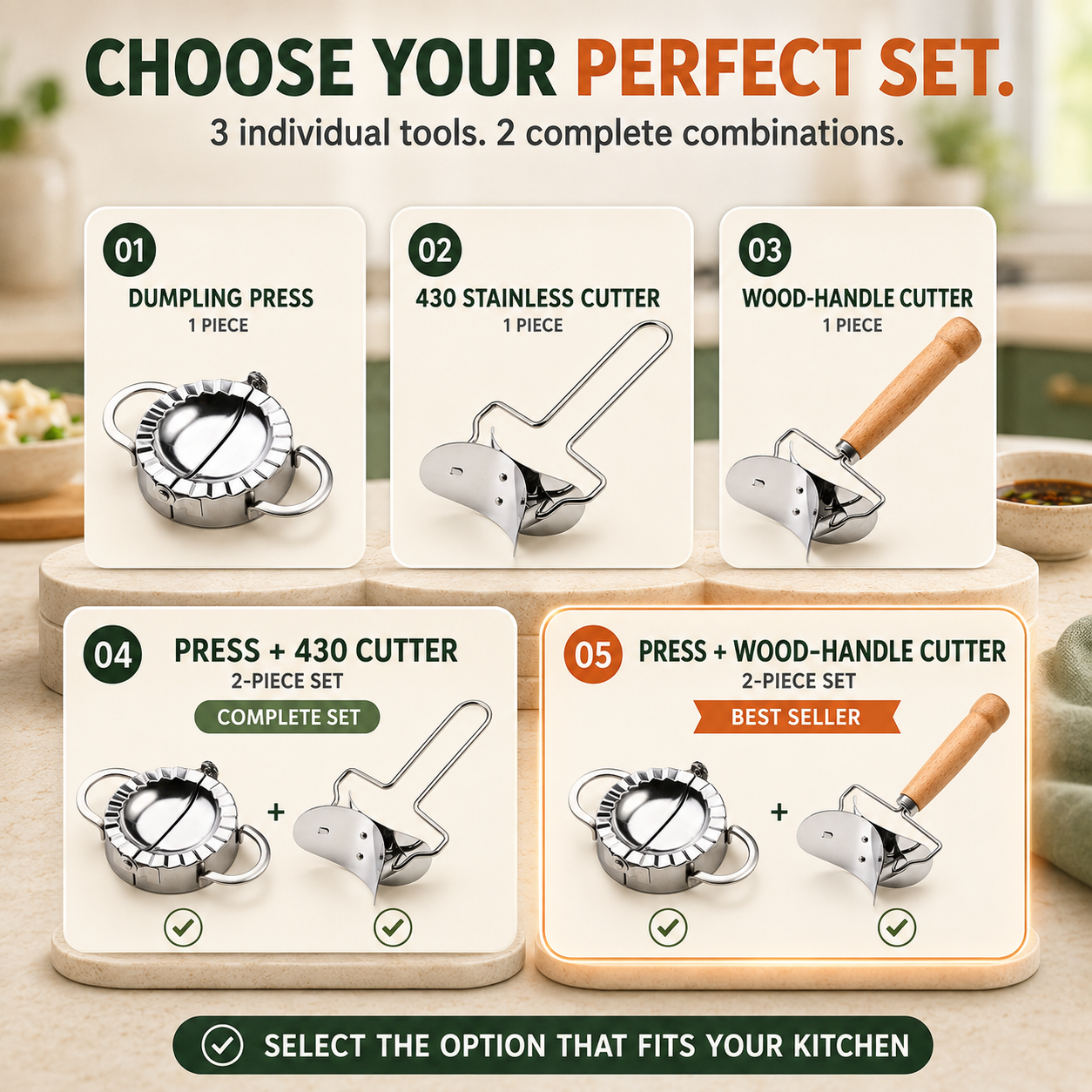 🥟Easy Dumpling Maker & Dough Cutter Set – Roll, Fill, Press & Seal Homemade Dumplings