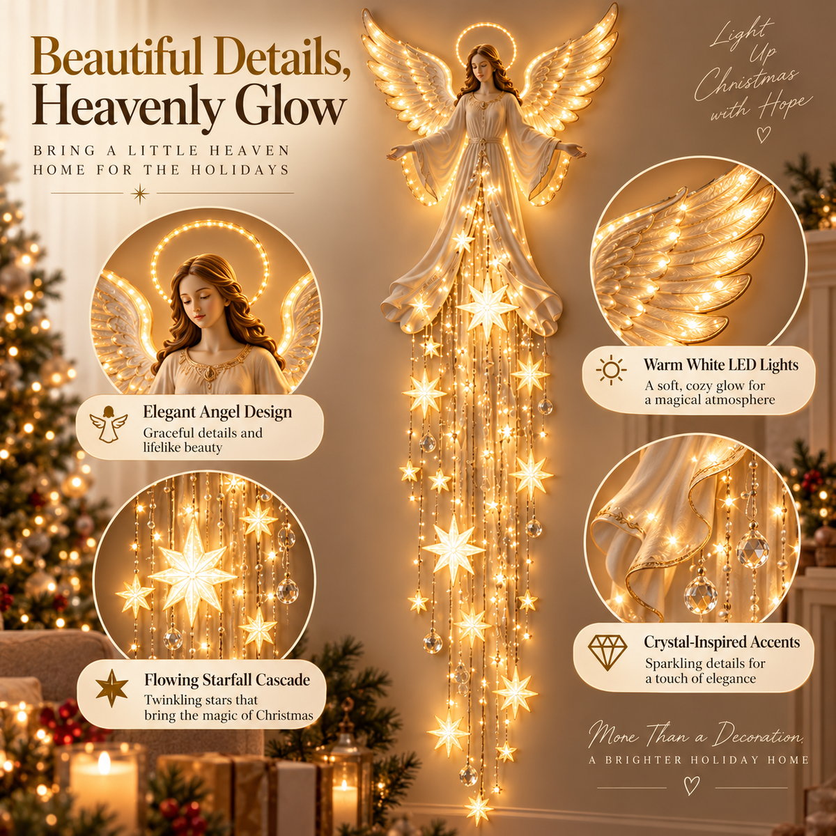 ✨ LAST DAY 49% OFF | Angel Blessing Starfall Christmas Wall Light 😇⭐🎄
