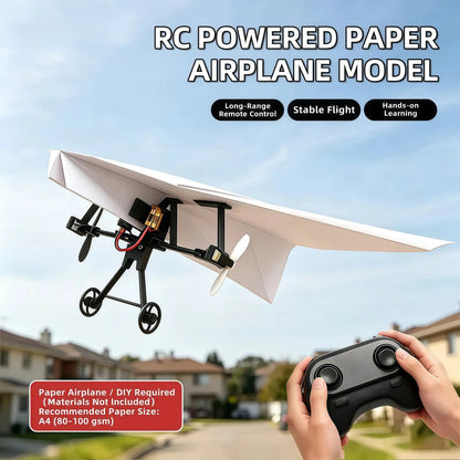 RC Powered Paper Airplane Kit Remote Control DIY Flying Toy with Gyro Stabilizer Dual Propellers