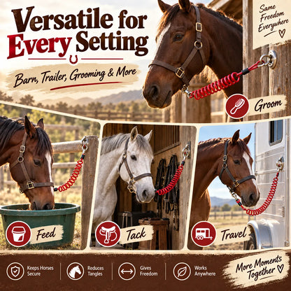 ✨🐎 6ft Coiled Horse Tie | Quick-Release Trailer & Hitching Lead