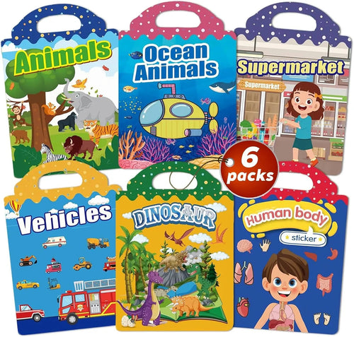 🧠📚 Reusable Silicone Sticker Activity Book for Toddlers 2–5🦖🎨