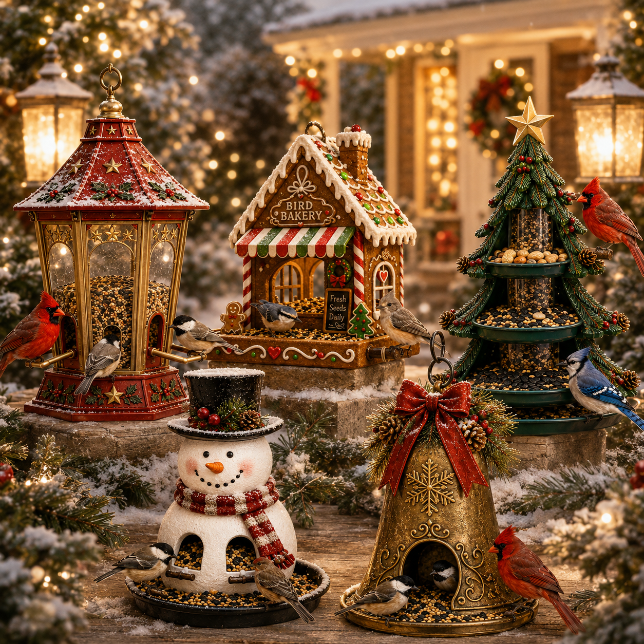 🔥🎄 Christmas Bird Café – 5 Whimsical Feeders for a Festive Winter Garden