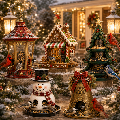 🔥🎄 Christmas Bird Café – 5 Whimsical Feeders for a Festive Winter Garden