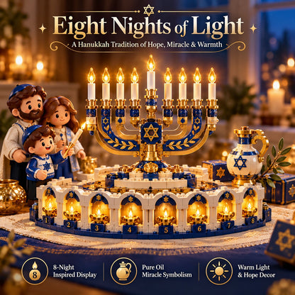 🕎✨ Build Your Hanukkah Together™ | Light-Up Menorah Building Set & Family Holiday Activity