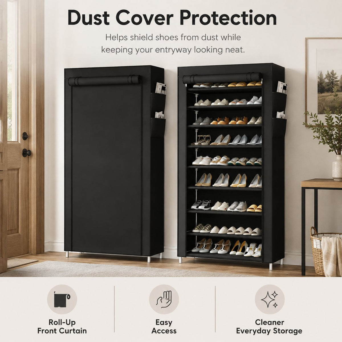 👟 Home Organization Sale 50% OFF —👟✨ SpaceSmart Shoe Cabinet – Dust Covered Vertical Storage Organizer