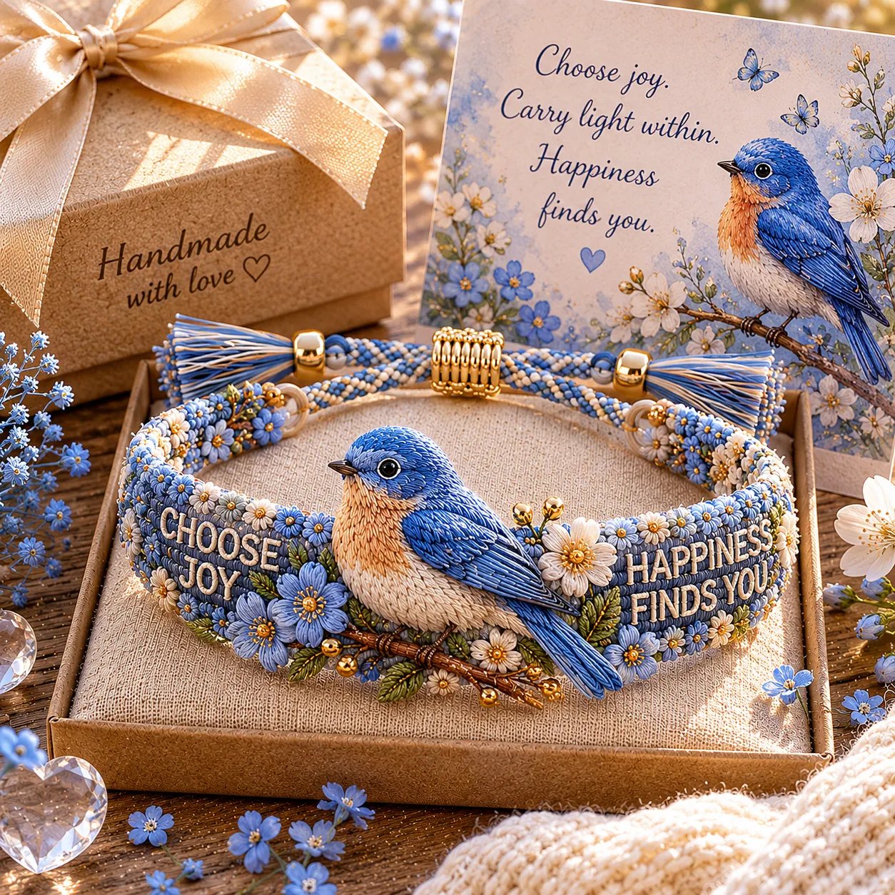 💙🌸 Floral Animal Hand-Embroidered Hand-Woven Bracelets | Heartfelt Blessing Gift for Her