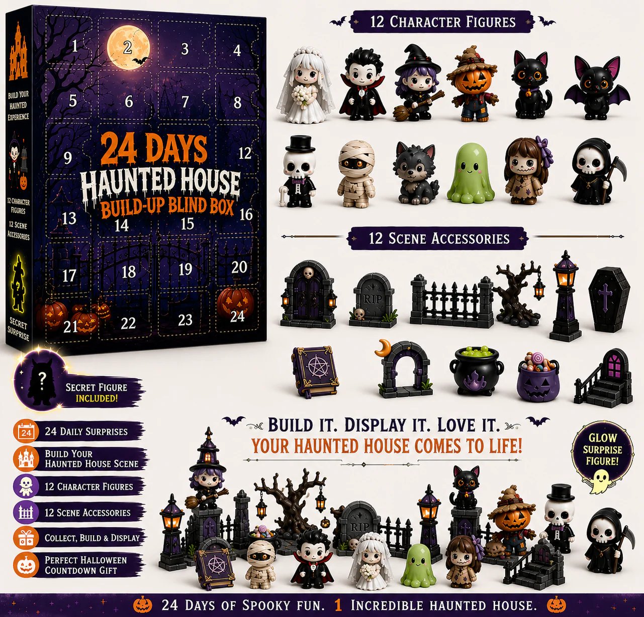 🔥🏚️ 👻 24-Day Halloween Countdown DIY Spooky Haunted House Craft Kit