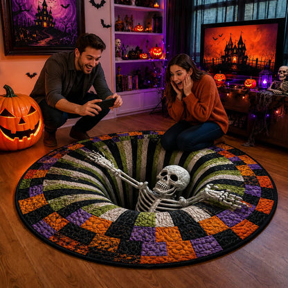 🕸️ Every Step Leads Somewhere Spooky –Haunted Stairway 3D Illusion Round Area Rug👻