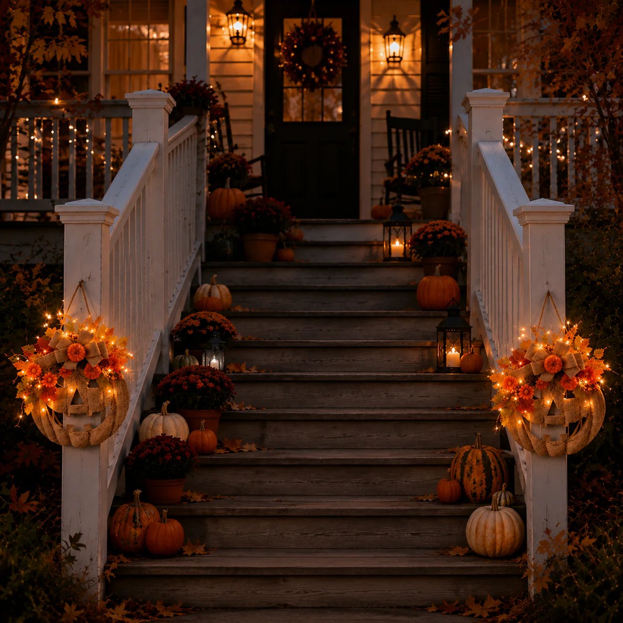🔥LAST DAY 49% OFF🎃✨Rustic Lighted Burlap Pumpkin Wreath