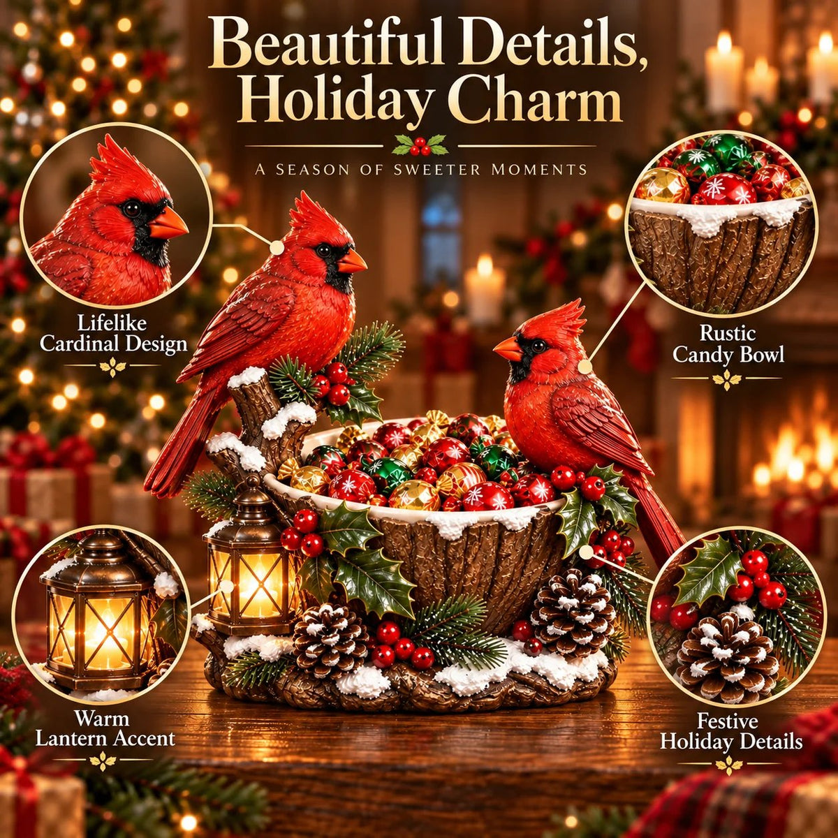 🔥Hot Sale 49% OFF❤️ 🎄 Cardinal Glow Treat Bowl | A Cozy Christmas Candy Centerpiece ❤️