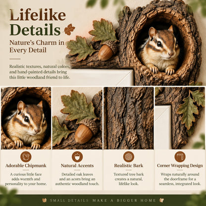⏰ Last Day 50% OFF 🐿️ Tree Hollow Chipmunk Door Topper – Bring Woodland Whimsy Home 🍂✨