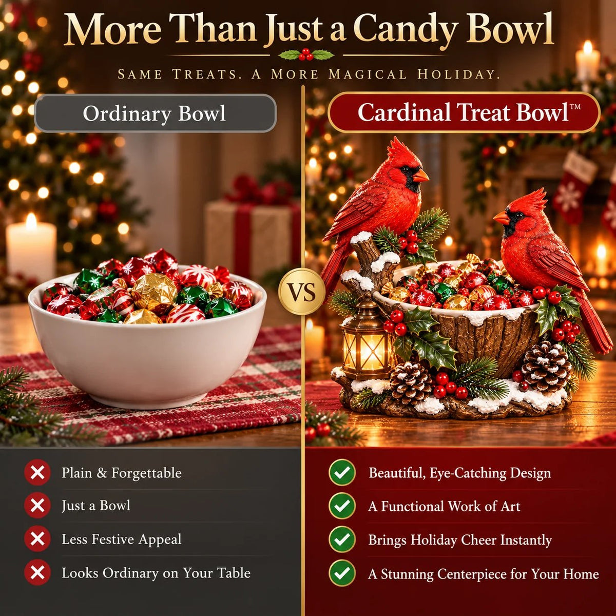 🔥Hot Sale 49% OFF❤️ 🎄 Cardinal Glow Treat Bowl | A Cozy Christmas Candy Centerpiece ❤️
