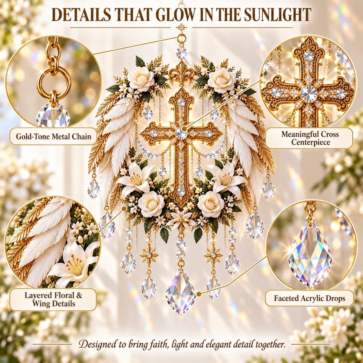 ✝️ Faith & Light Crystal Suncatcher – 5 Christian Window Designs ✨