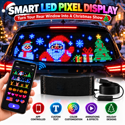 🎅Smart LED Pixel Car Display — App-Controlled Custom Text, Colors & Animations