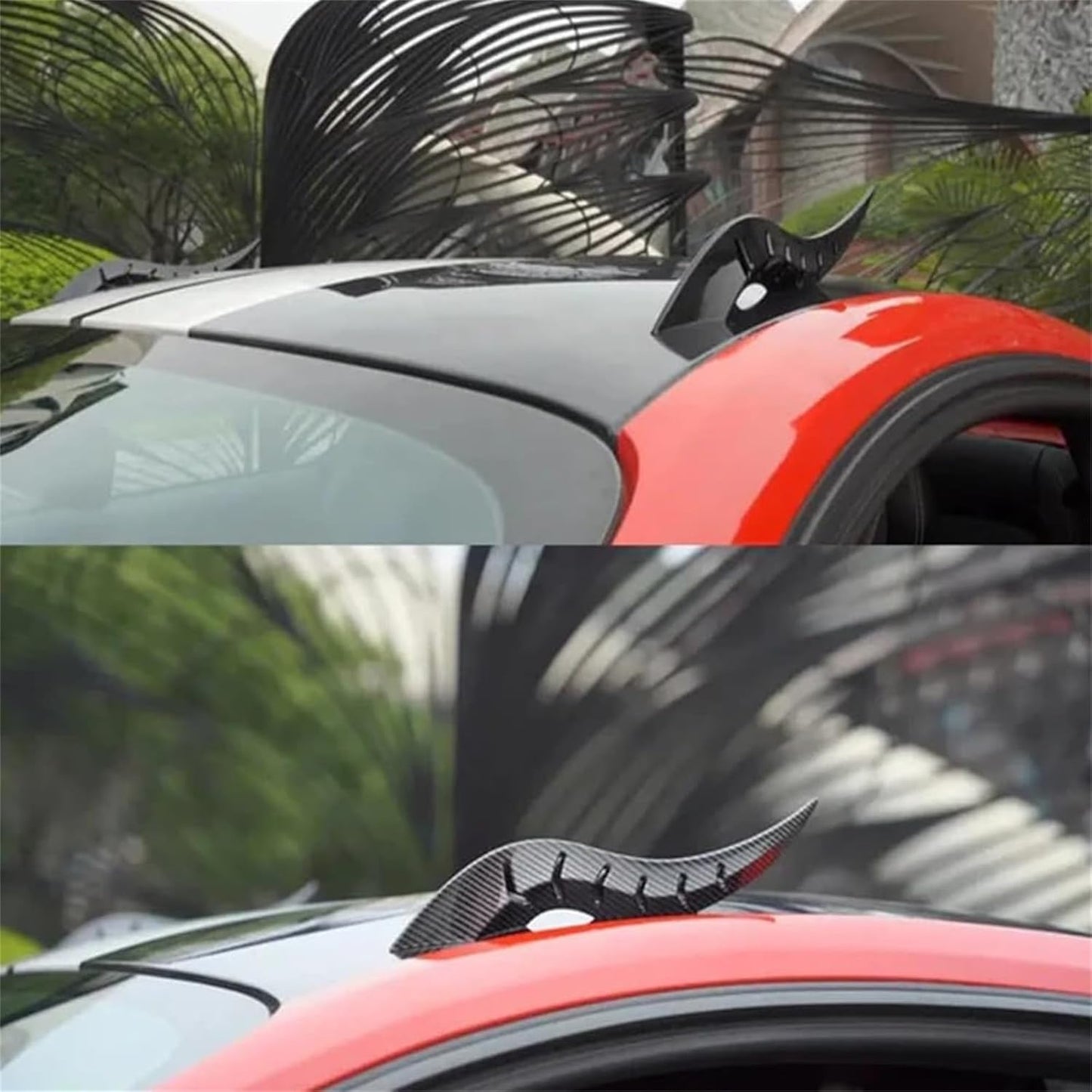 Car Roof Dragon Horn Modification, Universal Auto Roof Decoration, High-Strength All-Weather Waterproof 3D Bull Horns Stickers, for SUV, Sedan, Hatchback - Find Your Car In Parking Lot