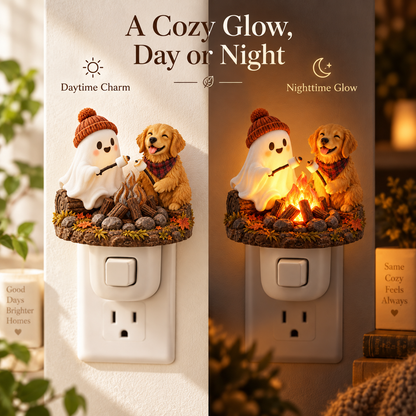 🔥 Fireside Friends™ | Flickering Campfire Plug-In Night Light